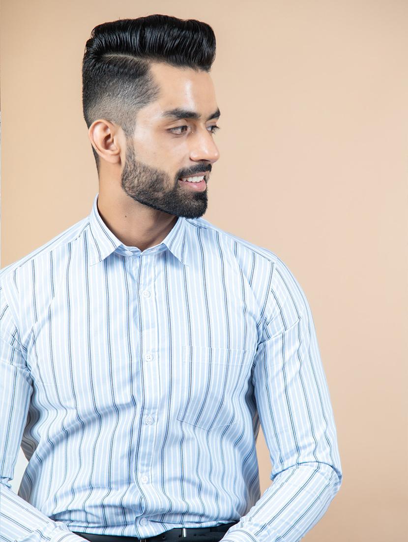light blue striped formal shirt - 20605678 - Standard Image - 1