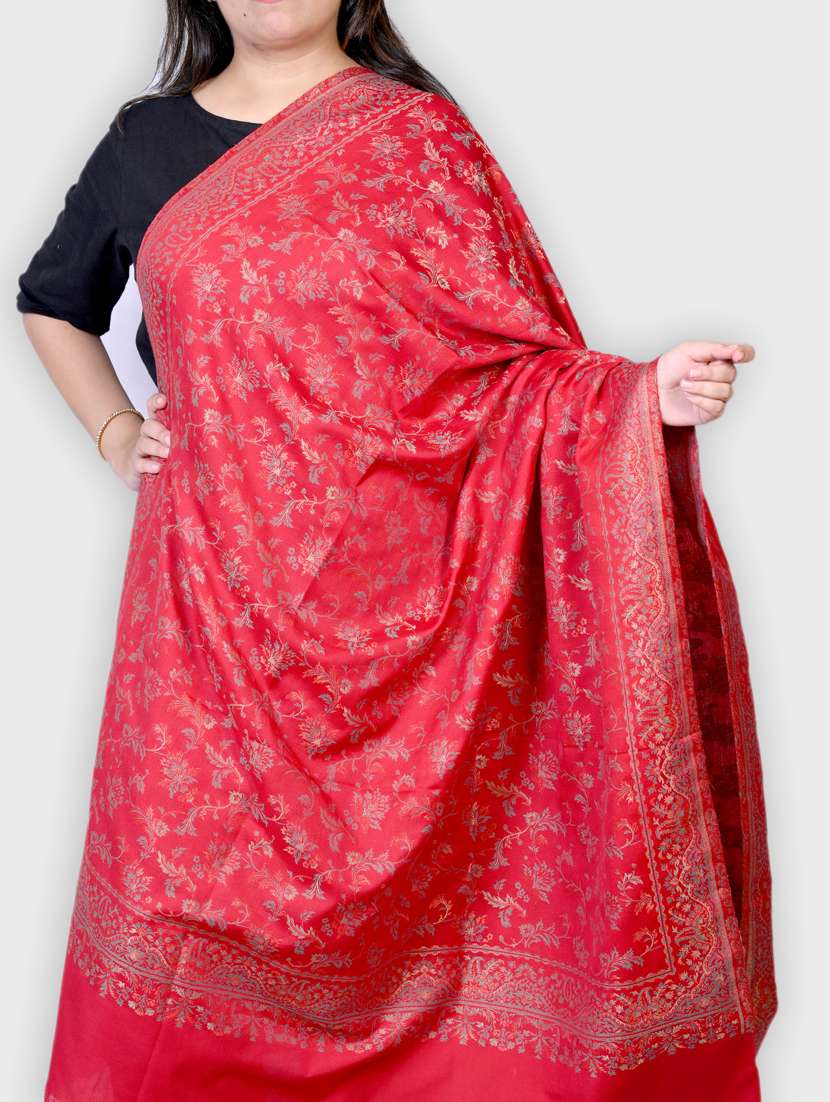 women self designed woolen shawl - 20605948 -  Standard Image - 1
