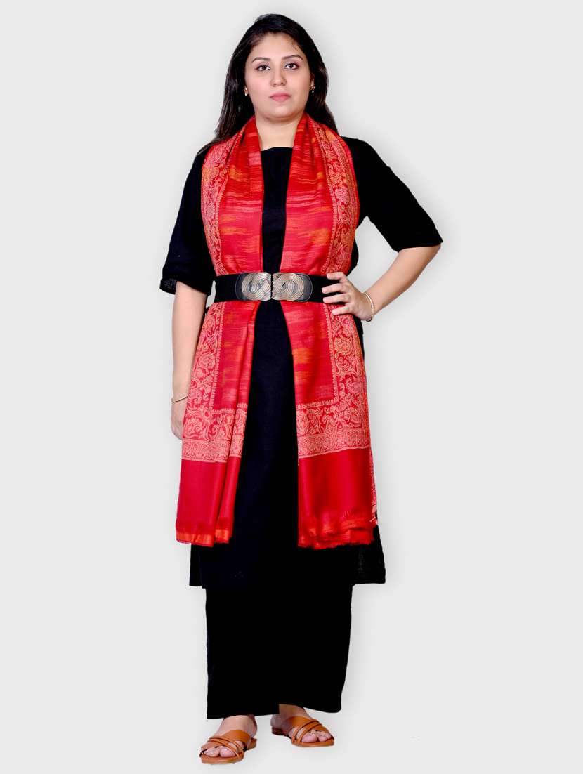 women self designed woolen shawl - 20605950 -  Standard Image - 1