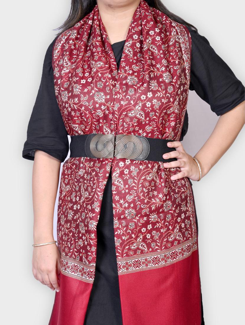 women self designed woolen shawl - 20605964 - Standard Image - 1
