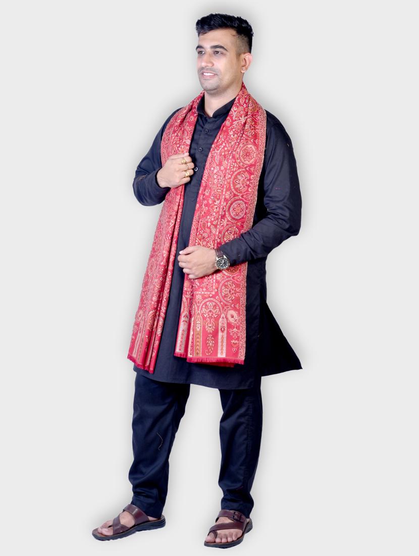 red self designed wool stole - 20605965 - Standard Image - 1