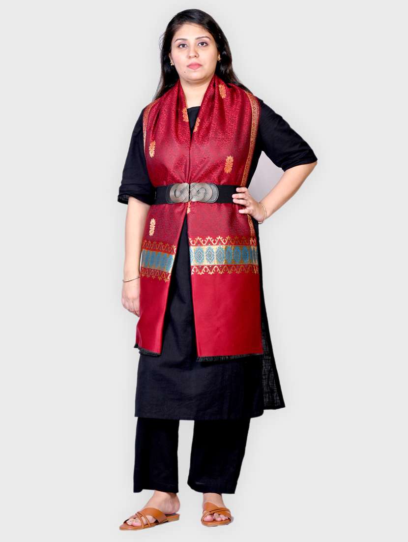 women self designed woolen shawl - 20605967 -  Standard Image - 1