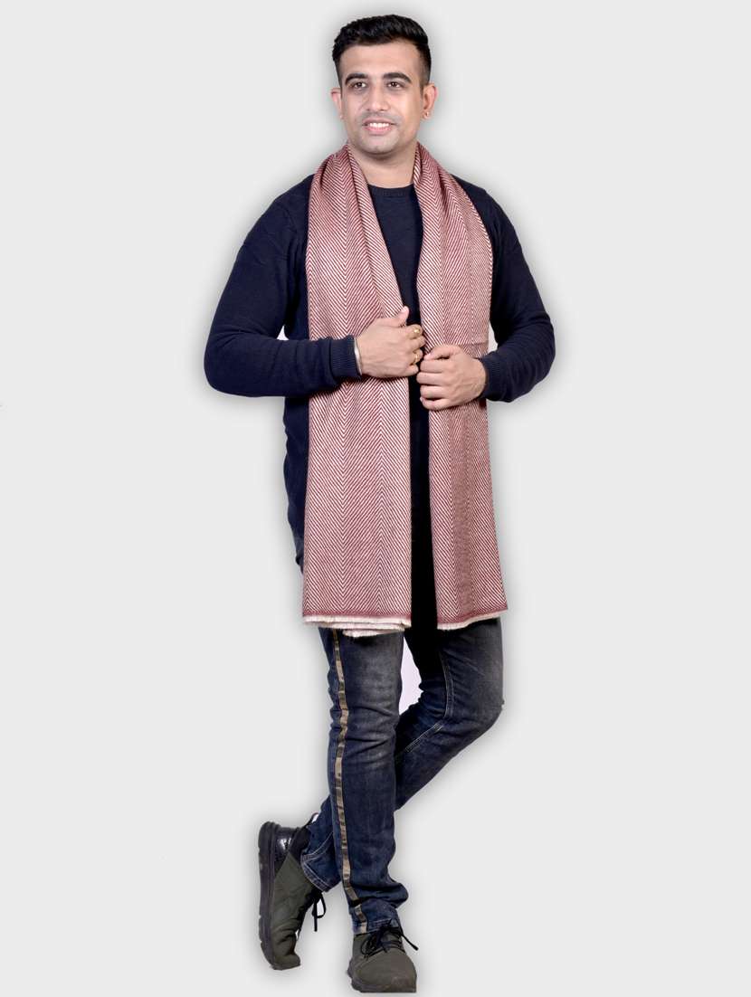 women beige self designed muffler - 20605971 -  Standard Image - 1