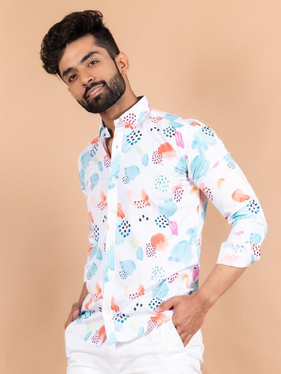 men white printed casual shirt - 20607039 - Standard Image - 1