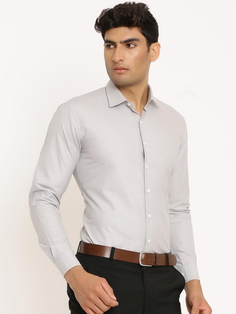 men grey solid slim fit formal shirt - 20608383 - Standard Image - 1