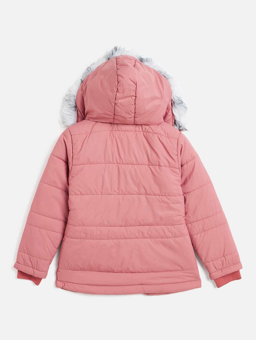 kids pink quilted hooded bomber jacket - 20609112 - Standard Image - 1