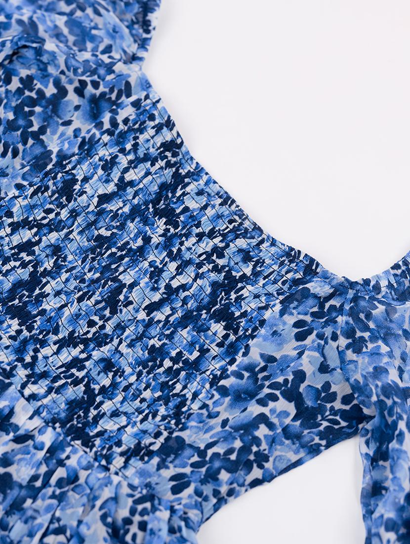 women blue printed flared maxi dress - 20609168 - Standard Image - 6