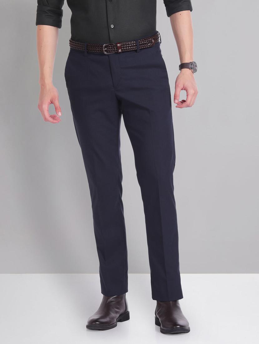 men navy blue slim fit formal trousers - 20609182 - Zoom Image - 0
