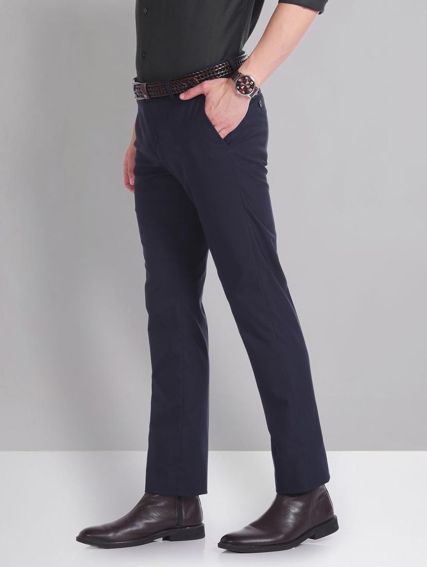 men navy blue slim fit formal trousers - 20609182 - Standard Image - 1
