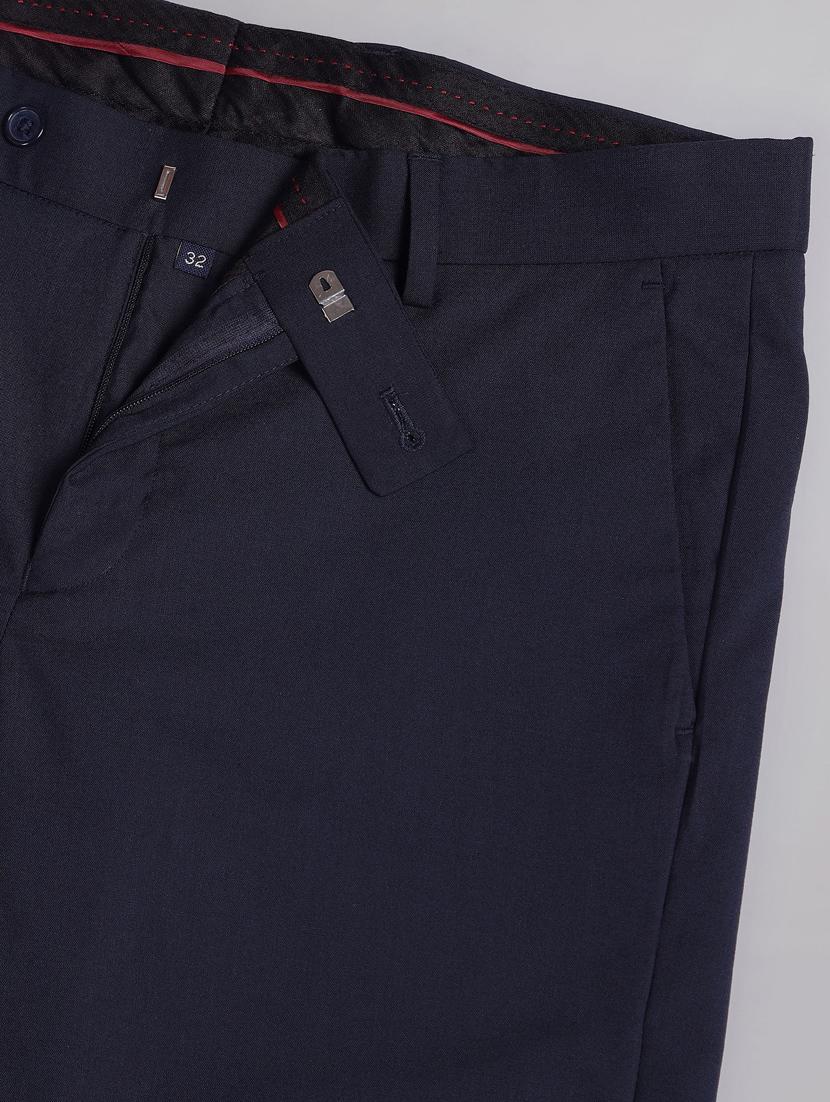 men navy blue slim fit formal trousers - 20609182 - Standard Image - 4