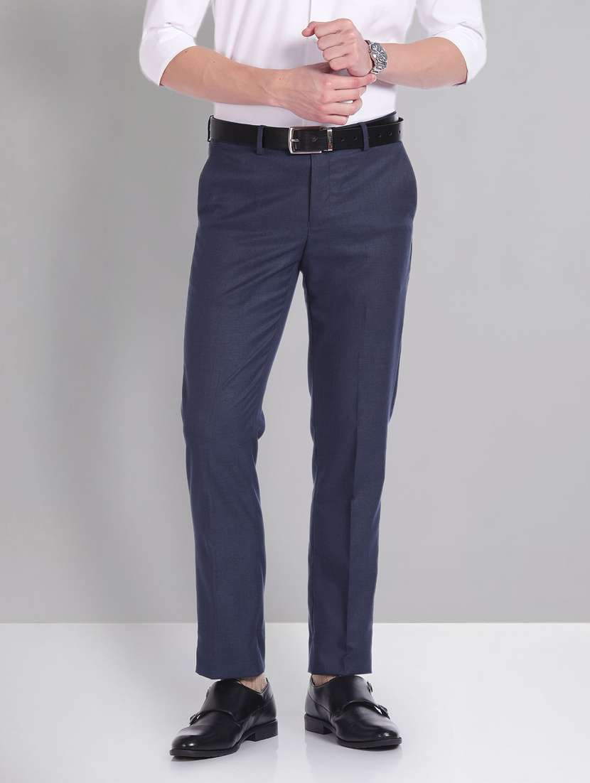men blue slim fit formal trousers - 20609185 - Zoom Image - 0