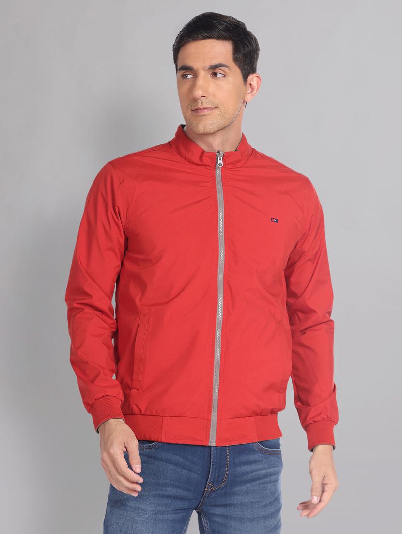 men solid red & grey reversible bomber jacket - 20609187 -  Standard Image - 1