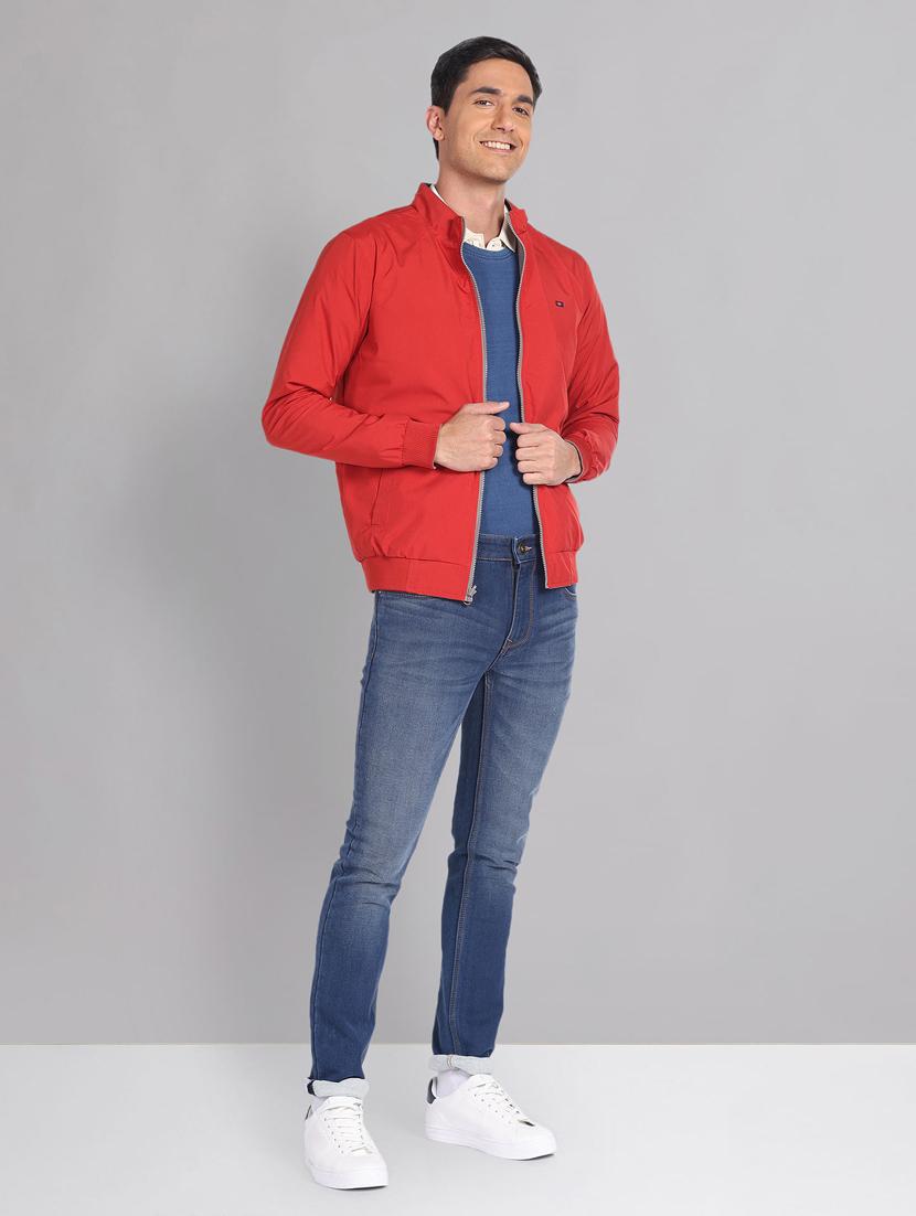 men solid red & grey reversible bomber jacket - 20609187 - Standard Image - 4