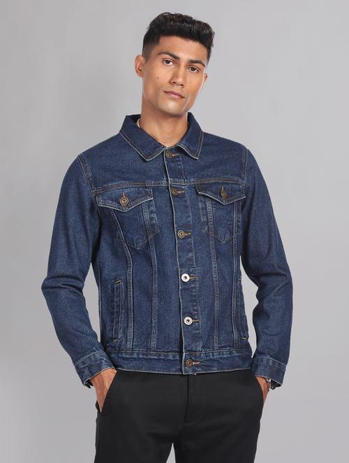 men blue detailed denim jacket - 20609188 -  Standard Image - 0
