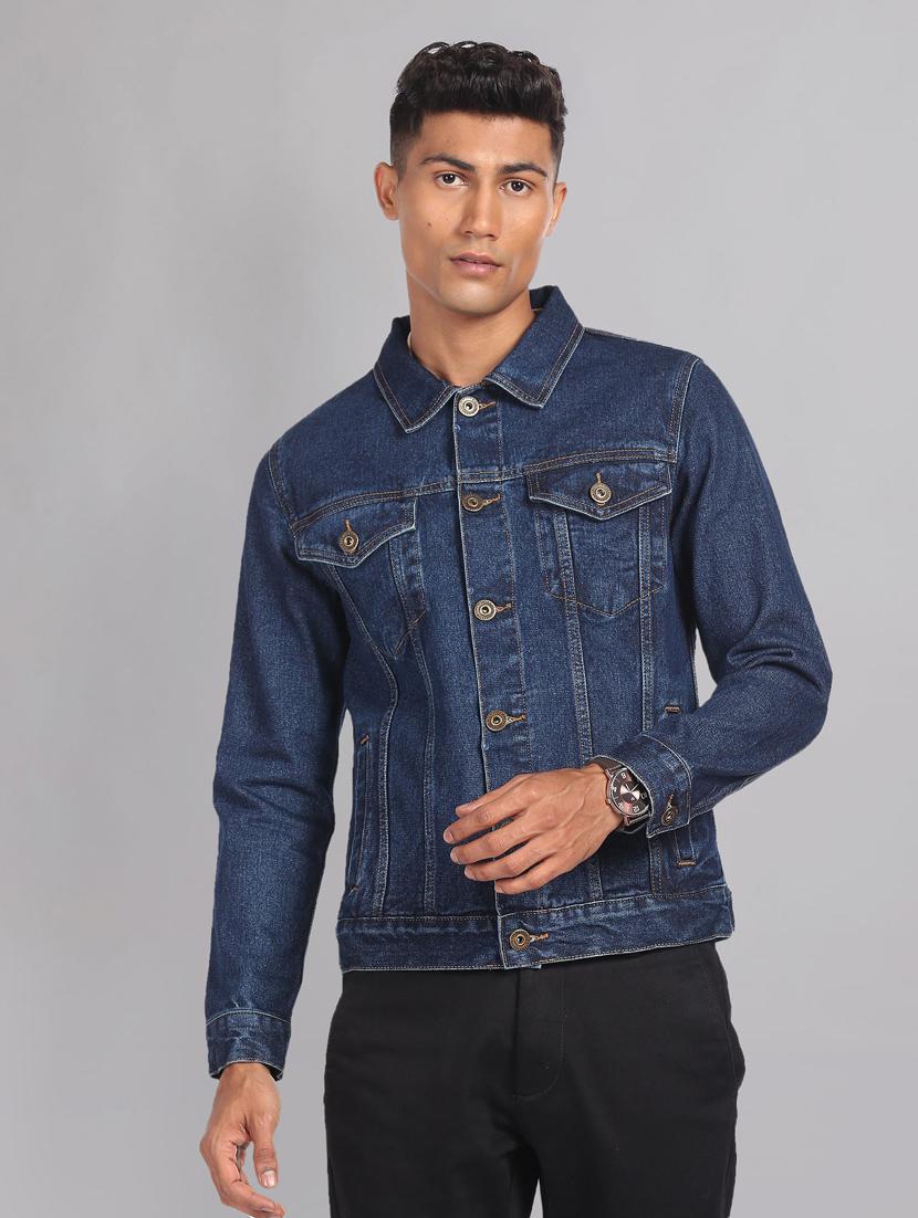 men blue detailed denim jacket - 20609188 - Standard Image - 1