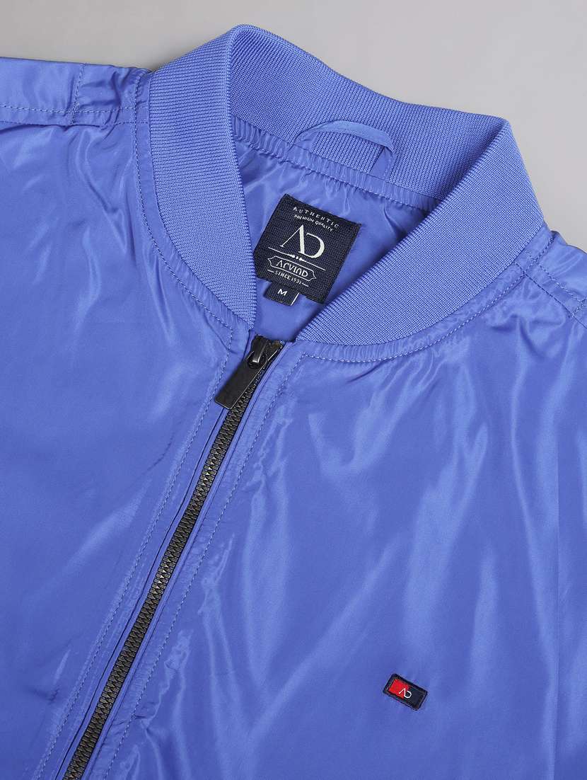 men solid blue bomber jacket - 20609189 - Standard Image - 4