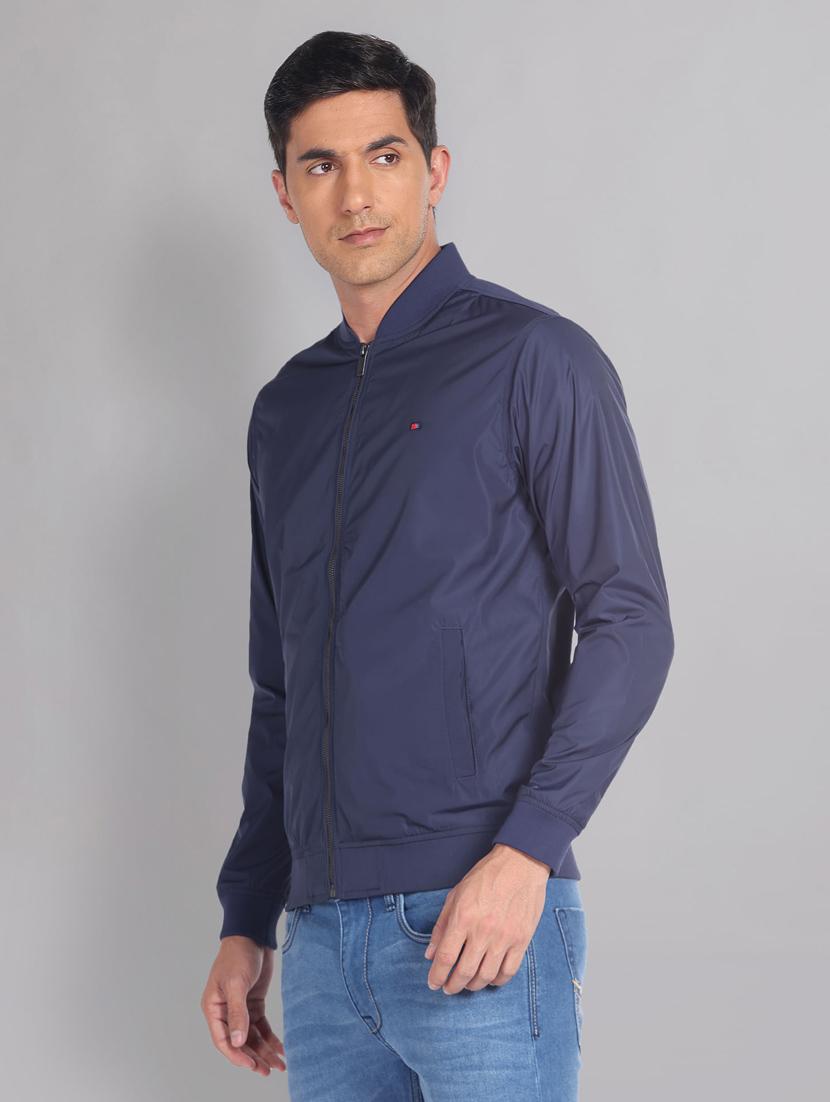 men solid blue bomber jacket - 20609191 -  Standard Image - 1