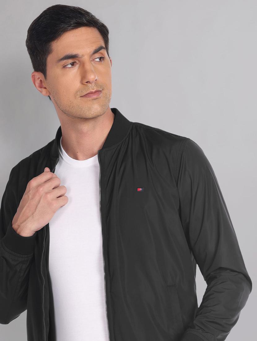 women solid black bomber jacket - 20609193 -  Standard Image - 1