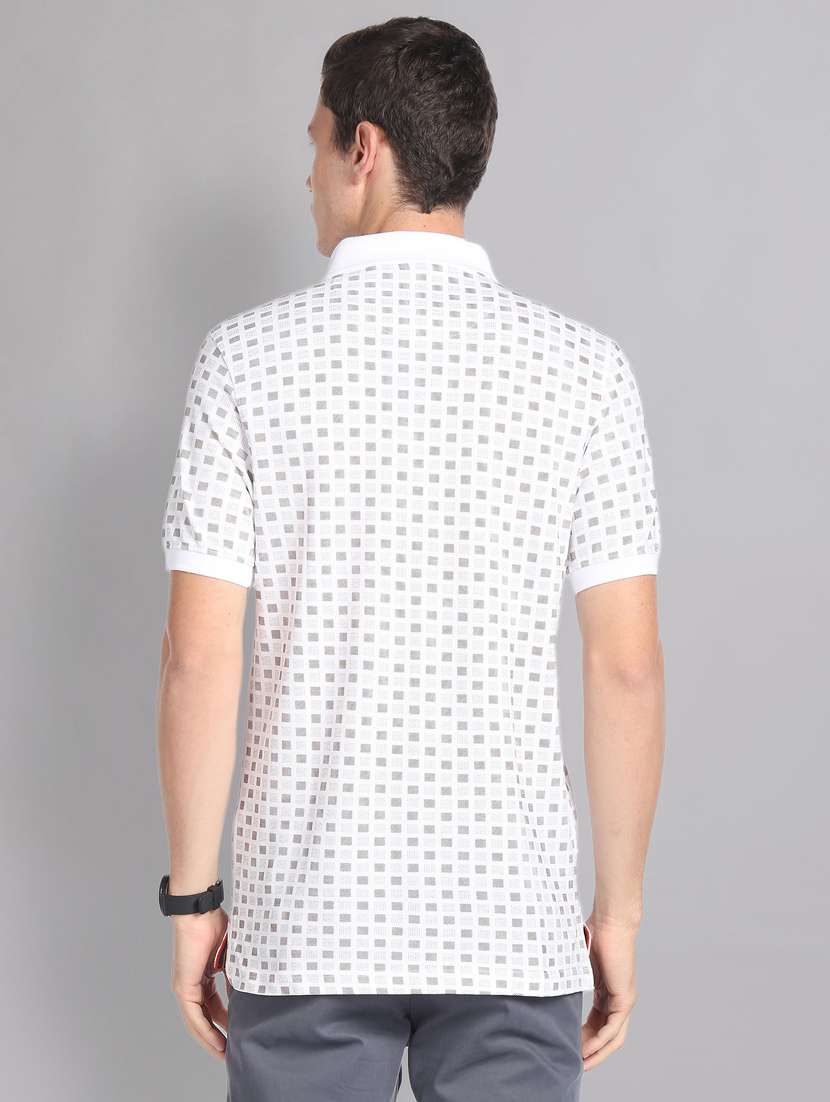 men white polo neck printed t-shirt - 20609204 -  Standard Image - 1