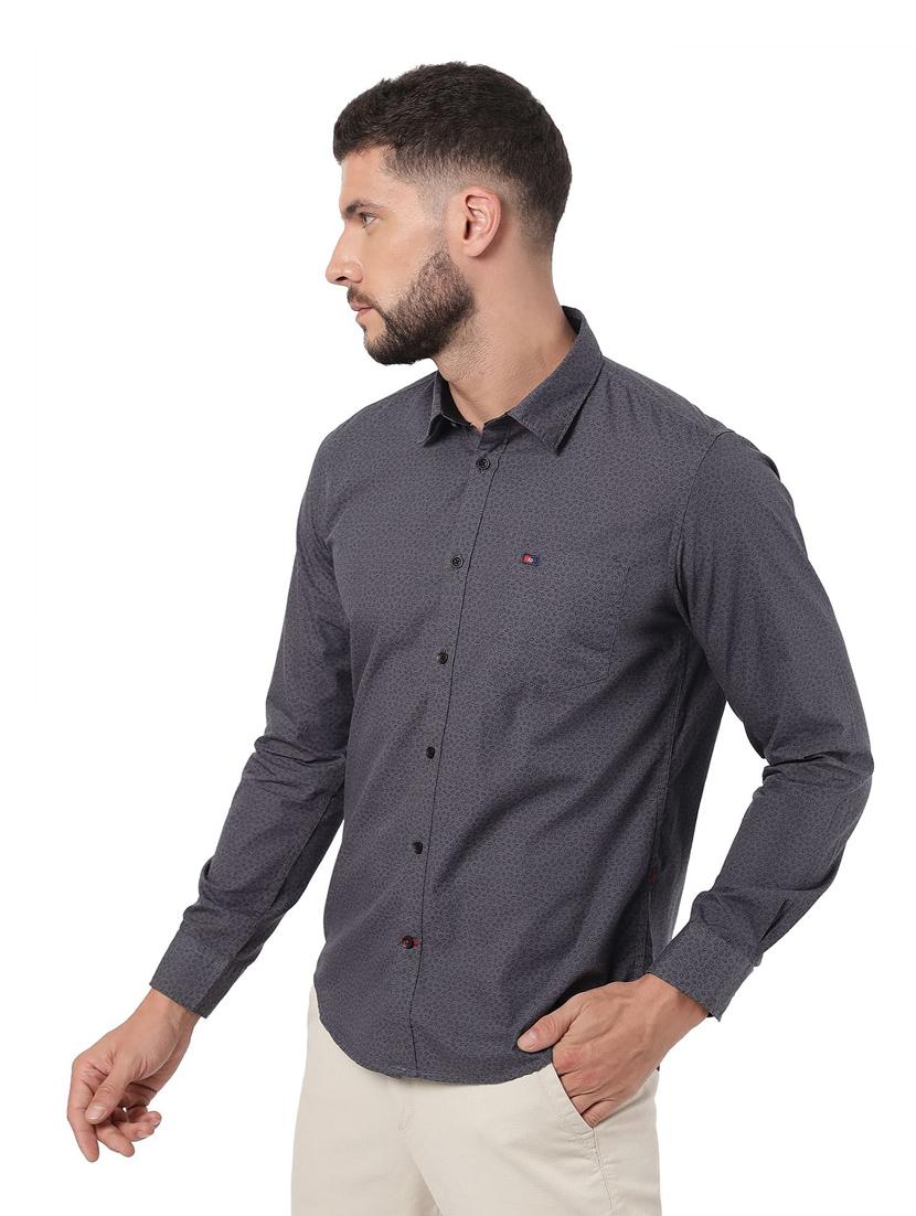 men grey printed casual shirt - 20609213 - Standard Image - 1