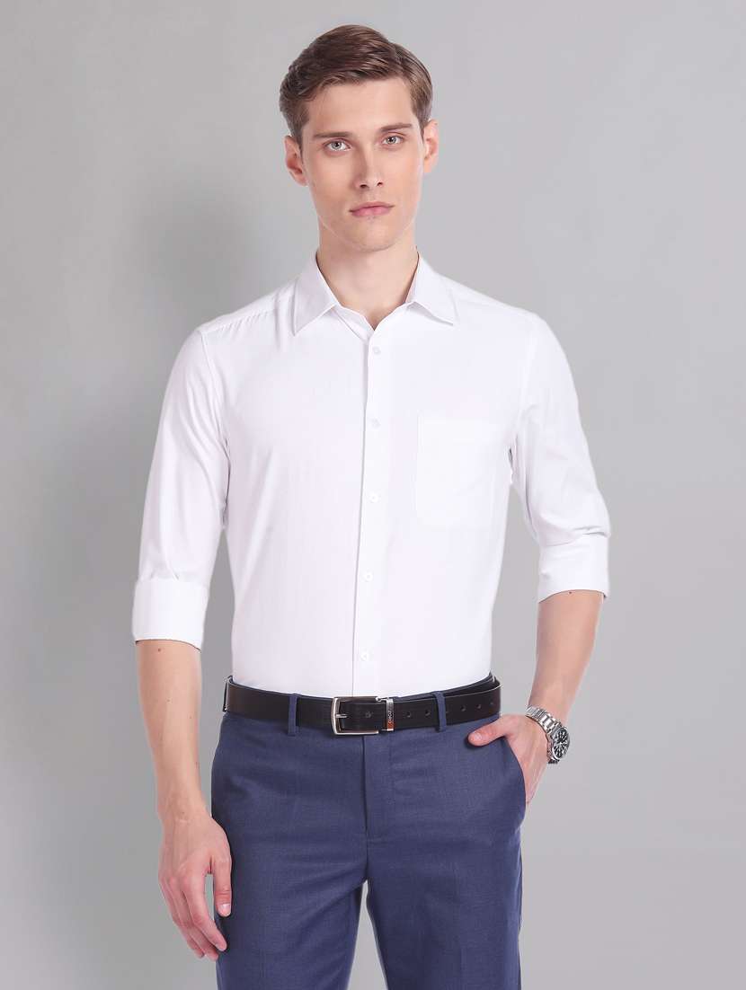 men white slim fit formal shirt