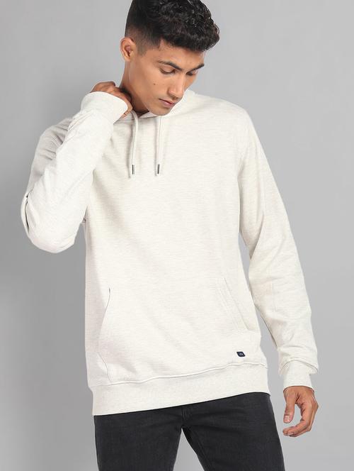 men solid white hooded sweatshirt - 20609245 - Standard Image - 0