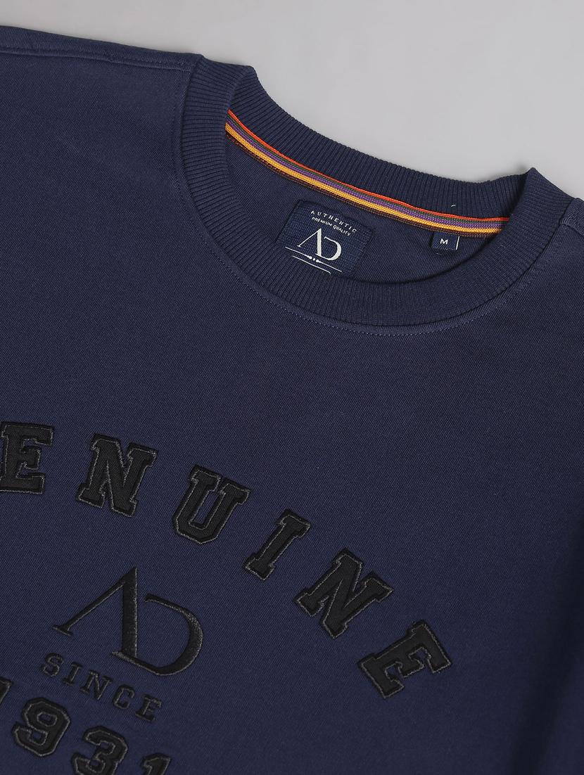 men navy blue front embroidery detailed sweatshirt - 20609247 - Standard Image - 4