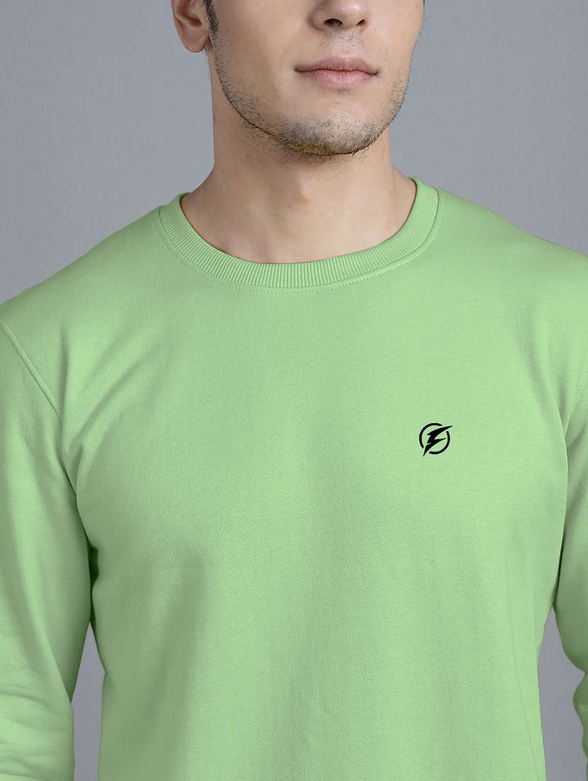 men light green fleece plain sweatshirt - 20609256 - Standard Image - 6