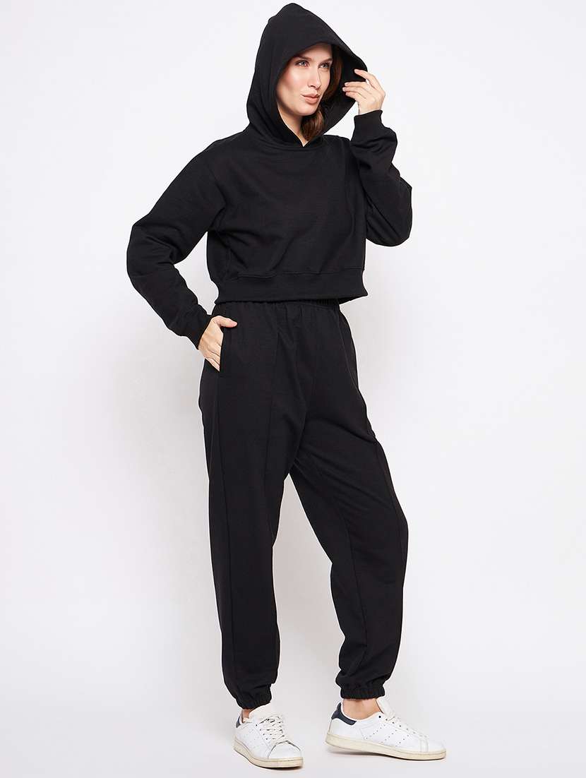 solid black hooded sweatshirt & jogger set - 20609262 - Standard Image - 1