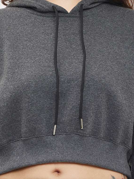 women grey melange fleece co-ord set - 20609270 - Standard Image - 4