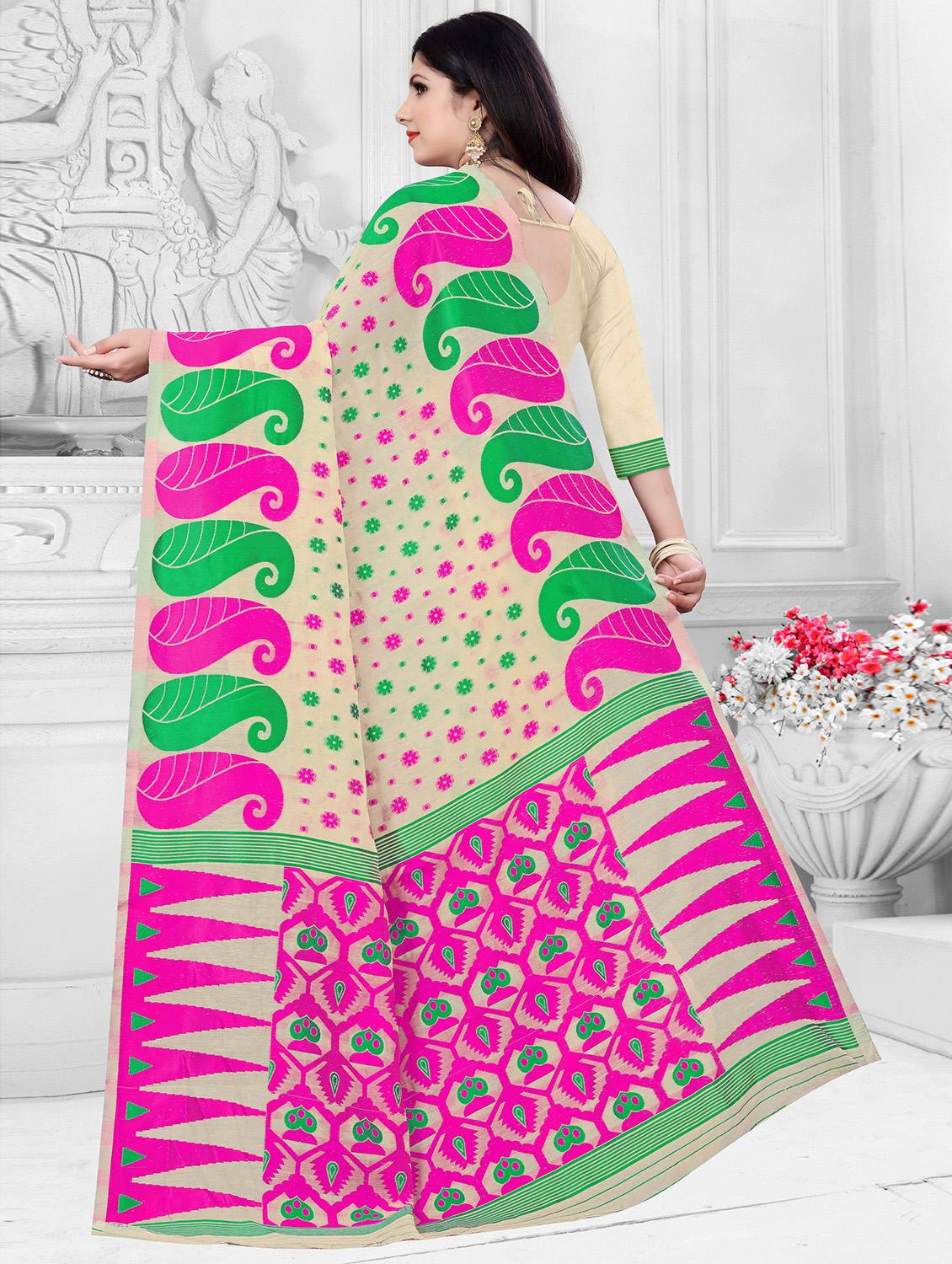 beige self design jamdani saree - 20610195 -  Standard Image - 1