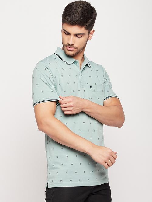 men all over print polo neck t-shirt - 20610251 -  Standard Image - 0