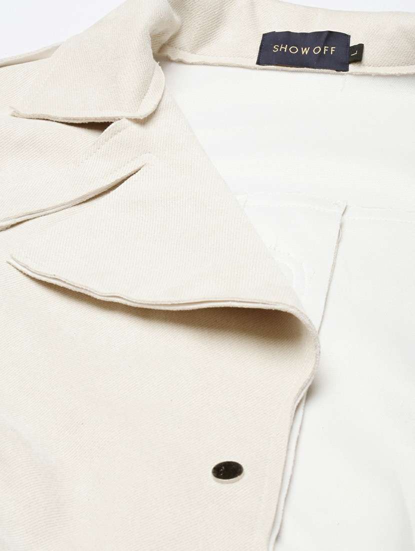 women cream solid long sleeve regular jacket - 20610319 -  Standard Image - 6