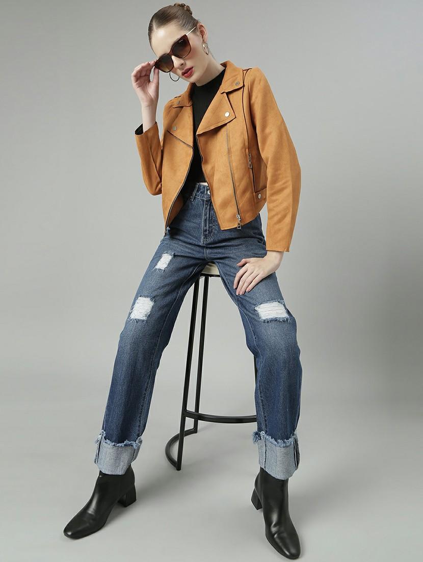 women rust solid regular jacket - 20610320 - Standard Image - 4