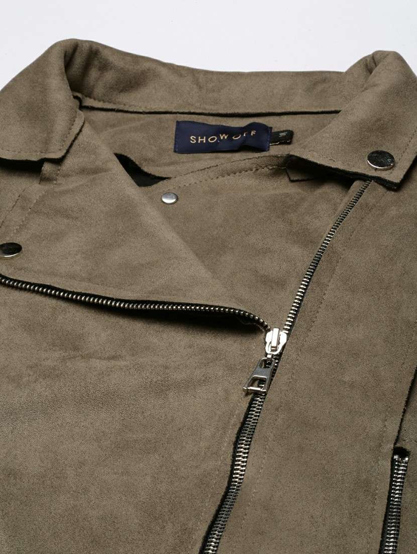 women olive solid regular jacket - 20610321 -  Standard Image - 6