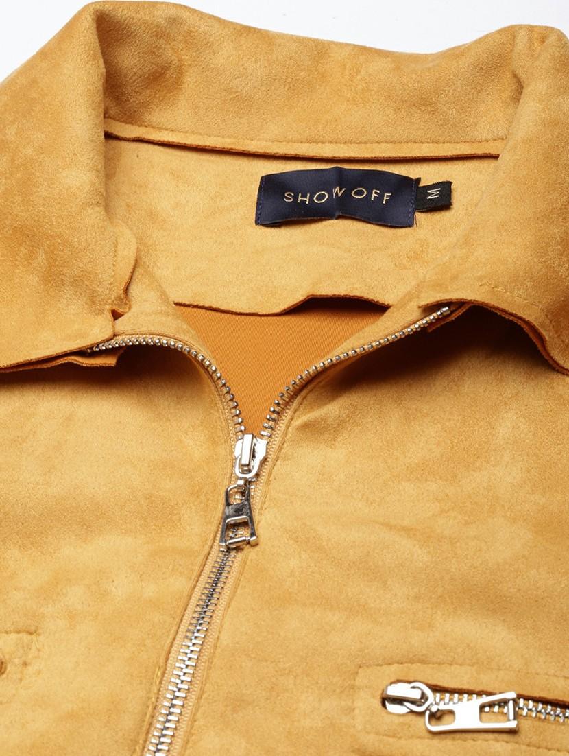 women mustard solid regular jacket - 20610330 - Standard Image - 6