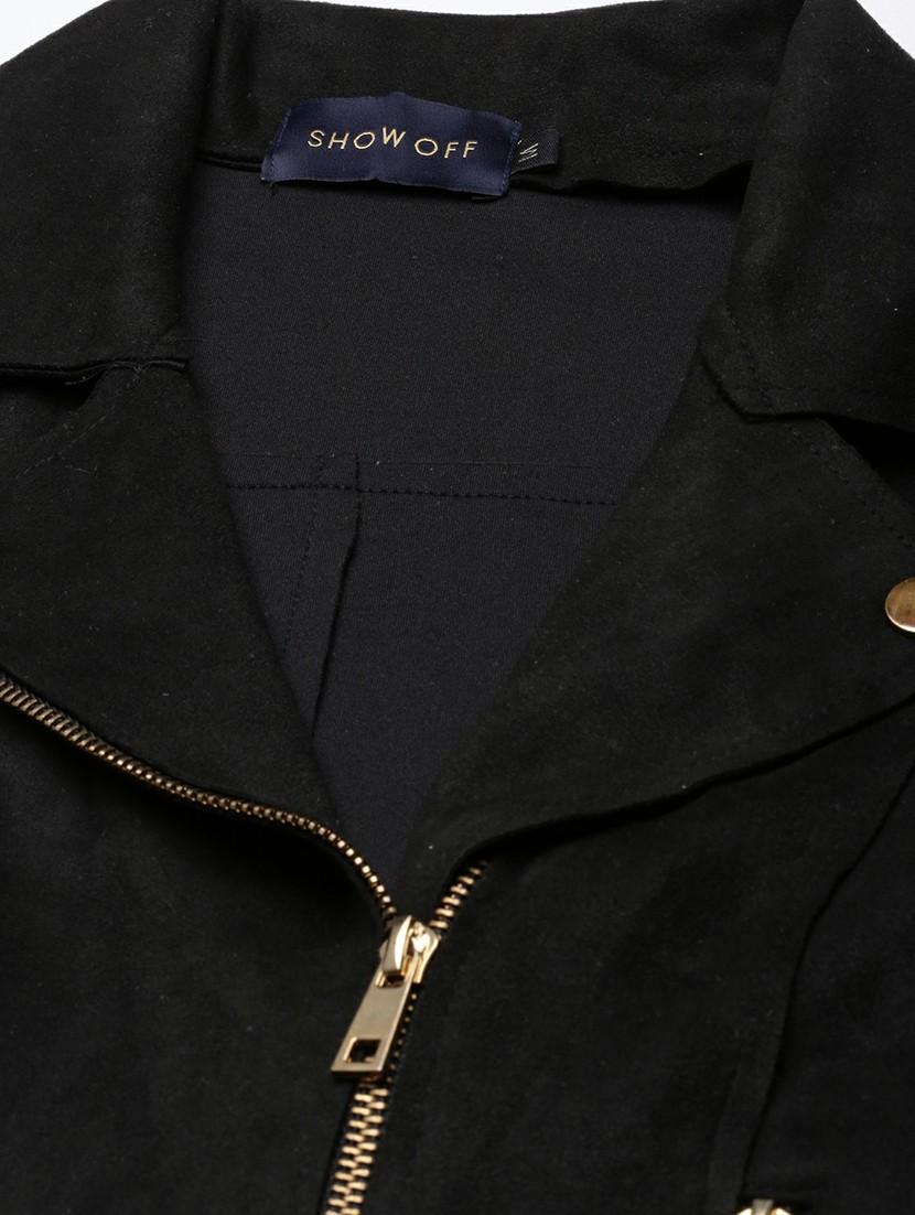 women black solid regular jacket - 20610335 - Standard Image - 6