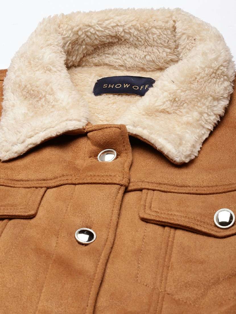 women rust solid regular jacket - 20610341 -  Standard Image - 6