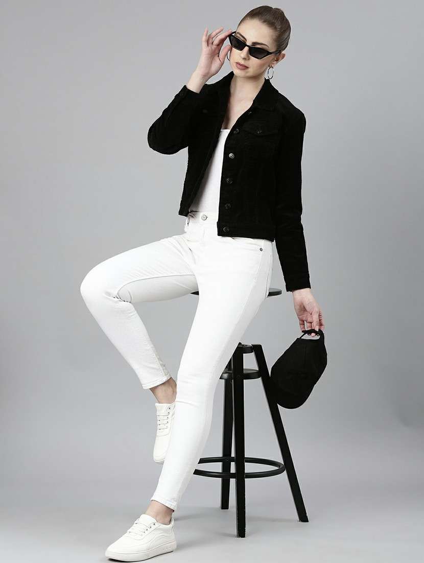 women black solid regular jacket - 20610346 - Standard Image - 4
