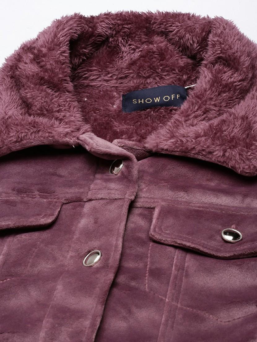 women mauve solid regular jacket - 20610357 - Standard Image - 6