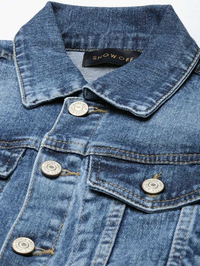 women blue solid denim jacket - 20610371 -  Standard Image - 6