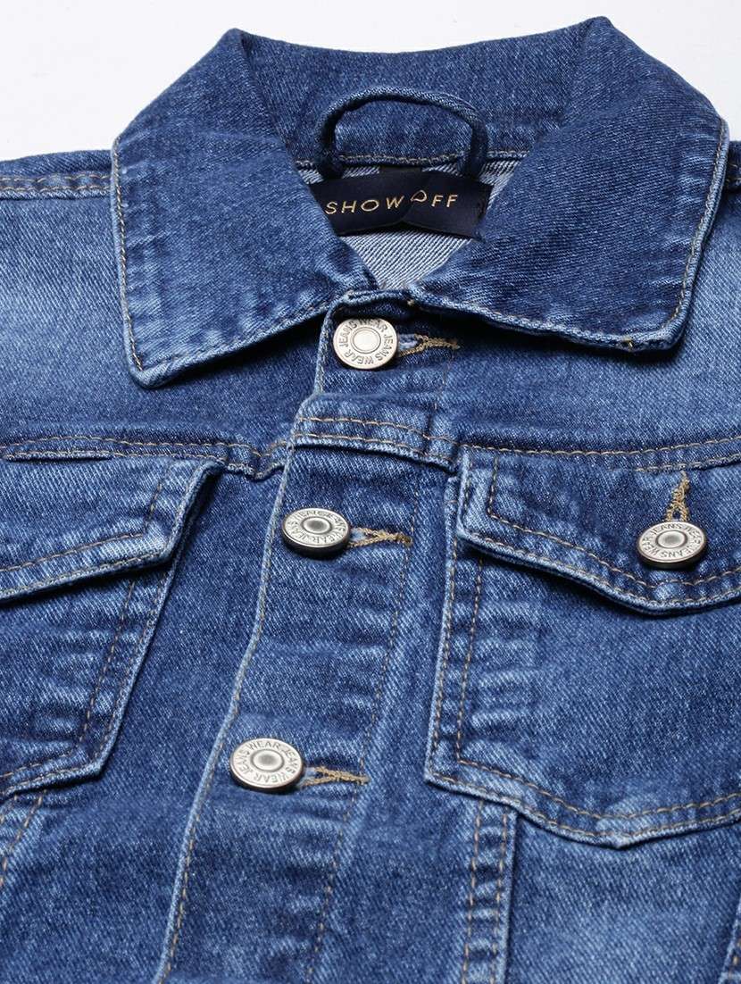 women navy blue solid denim jacket - 20610377 -  Standard Image - 6