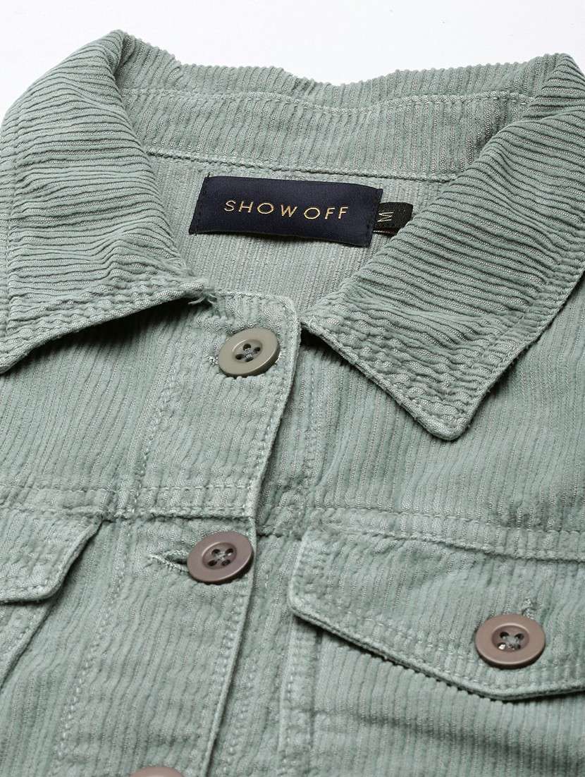 women sea green solid regular jacket - 20610420 -  Standard Image - 6