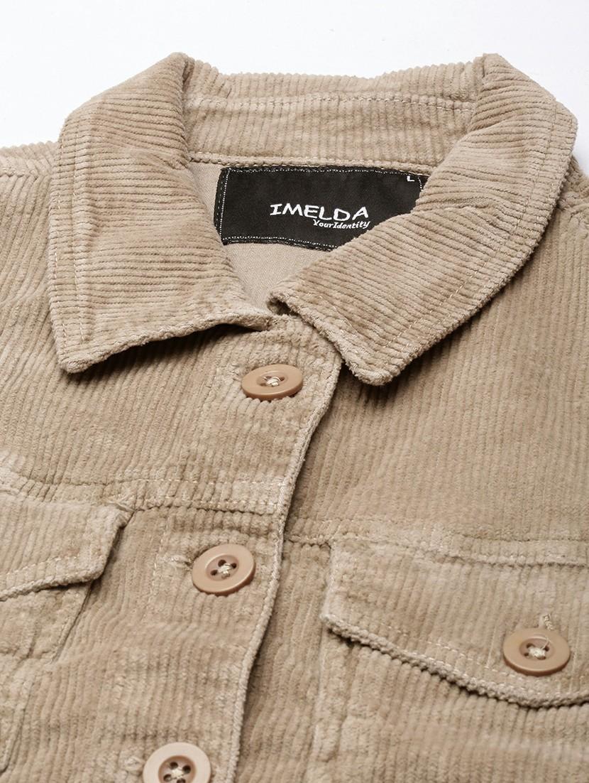 women beige solid regular jacket - 20610421 - Standard Image - 6