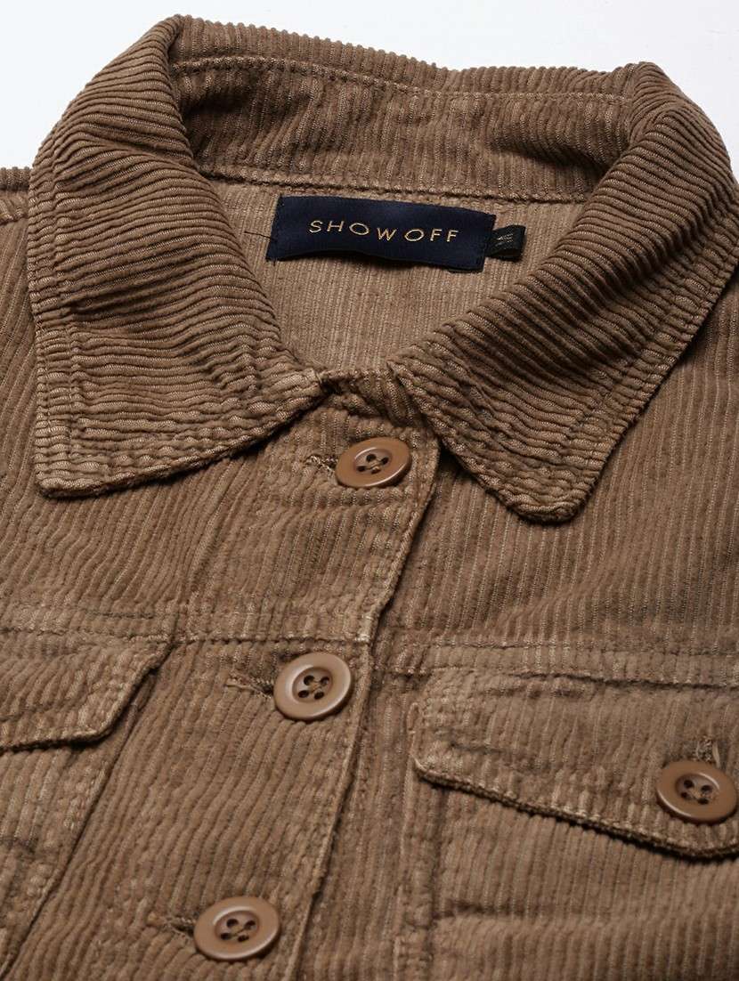 women khaki solid regular jacket - 20610422 -  Standard Image - 6