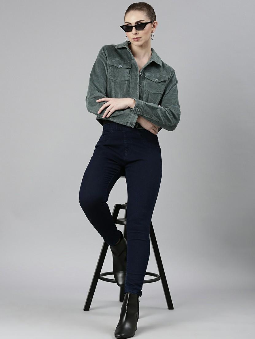 women sea green solid regular jacket - 20610425 - Standard Image - 4