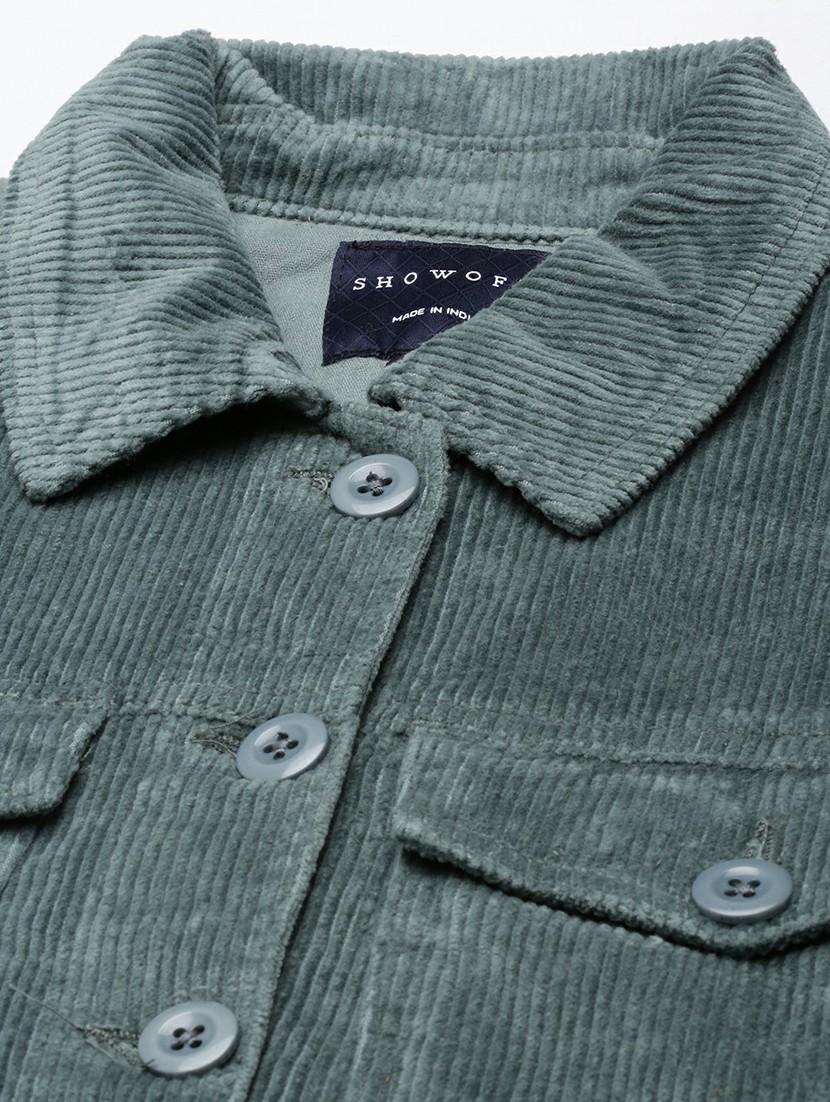 women sea green solid regular jacket - 20610425 - Standard Image - 6