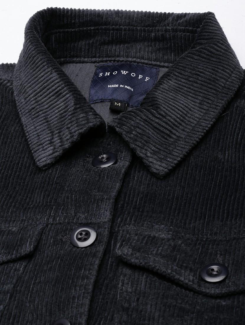 women charcoal solid regular jacket - 20610428 - Standard Image - 6