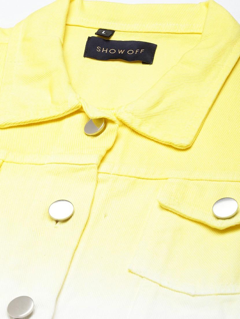 women yellow white ombre denim jacket - 20610433 - Standard Image - 6