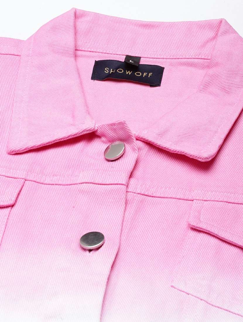 women pink white ombre denim jacket - 20610434 -  Standard Image - 6